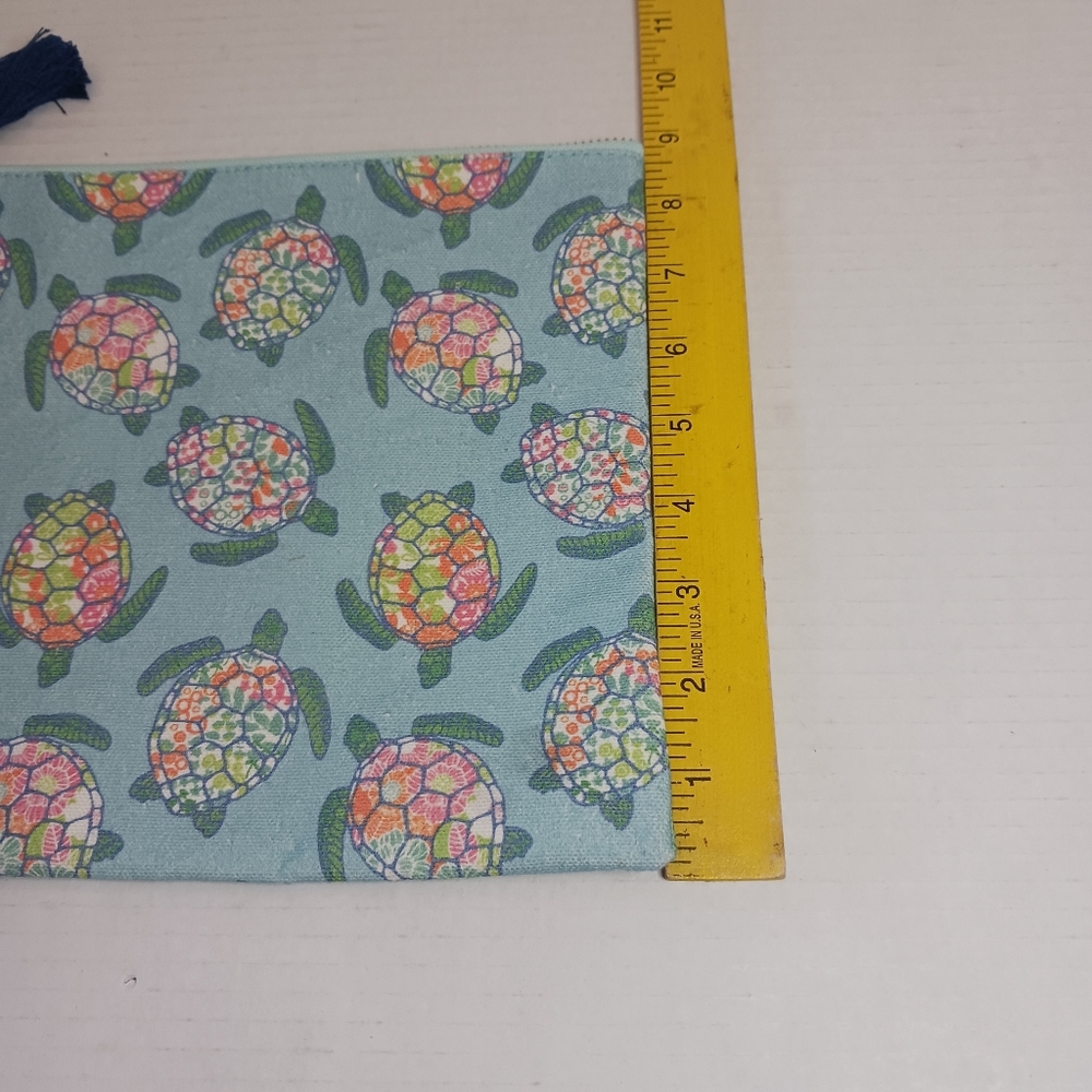 Large Cynthia  Rowley clutch Pouch makeup bag sea turtles - Picture 5 of 6